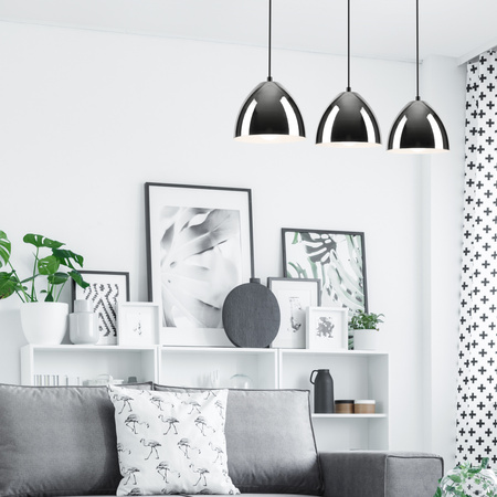Lampa Wisząca Sufitowa MIA 3xE27 Czarna Chrom LM-3.130 Lamkur