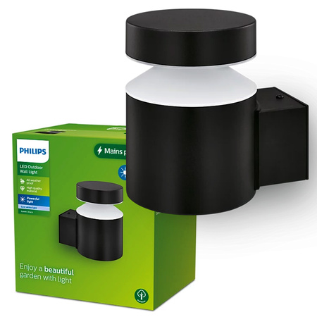 Kinkiet Ogrodowy Lampa Elewacyjna Zewnętrzna LED 6W 750lm 4000K Czarna Laven Philips
