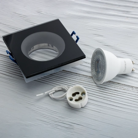 Oprawa HALOGENOWA AQUA Podtynkowa Stała Kwadrat Czarna GU10 IP44