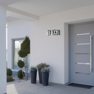 Kinkiet Lampa Elewacyjna Podświetlany Numer Domu RONO Srebrna - GOLDLUX (Polux)