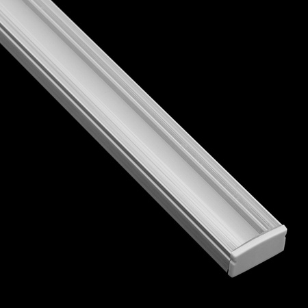 Profil Aluminiowy do LED KM36 Srebrny Natynkowy 1m + Przesłona przezroczysta + Zaślepki