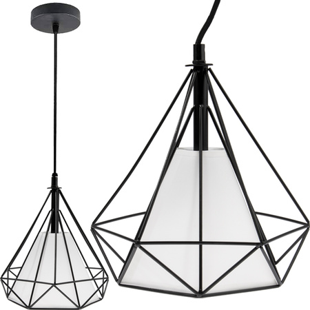 Lampa Wisząca Sufitowa Geometryczna LOFT DIAMENT 1x E27 Czarna Druciana