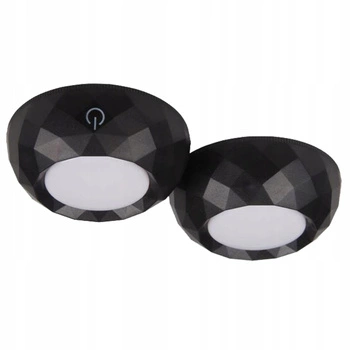 2x Lampka Podszafkowa LED Samoprzylepna Okrągła na Baterie 4000K 3xAAA Czarna