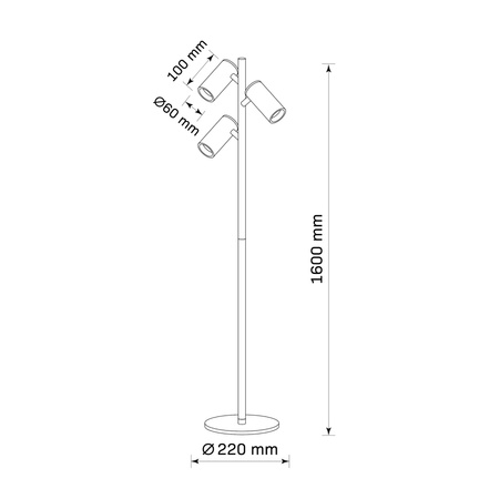 Lampa Podłogowa 3x GU10 Biała Złota MARIBEL Sanico Goldlux