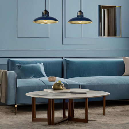 Lampa Wisząca Sufitowa FELIX Granatowa Niebieska Złota 2xE27 Milagro