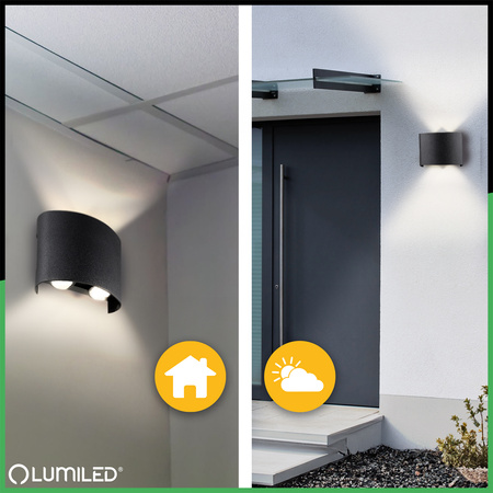Lampa Ogrodowa Zewnętrzna Kinkiet Elewacyjny 4W LED IP54 Góra Dół UBERO LUMILED