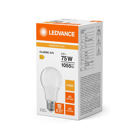 Żarówka LED A60 E27 9W = 75W 1055lm 2700K Ciepła Biała LEDVANCE
