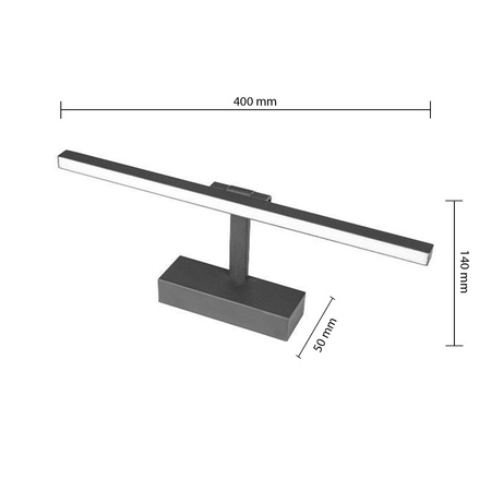 Kinkiet LED Lampa Ścienna Nad Lustro 9W 450lm 4000K 116° Czarny 40cm Lappa Masterled