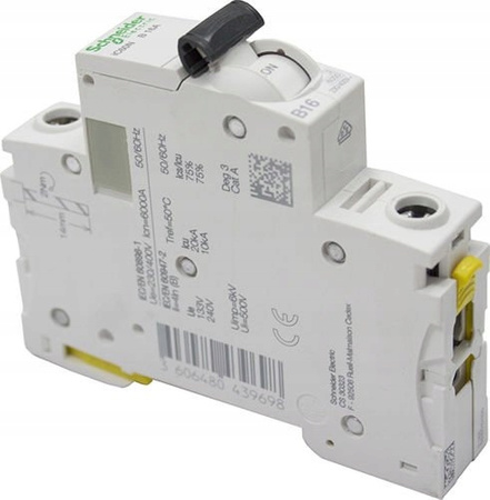 Wyłącznik Nadprądowy B16A Bezpiecznik 1P Schneider