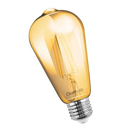 Zestaw 6x Żarówka LED Edison ST64 E27 6W = 50W 660lm 2200K Ciepła 360° Filament AMBER LUMILED