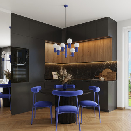 Lampa Wisząca Żyrandol 6x G9 Aluminiowa Niebieska Ultramaryna Halo French Sky SL.1835 Sollux