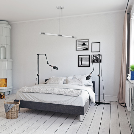 Lampa wisząca BASTONE 2xE14 Prosta Forma Minimalistyczna Biała Chrom MLP6566 Milagro Metal