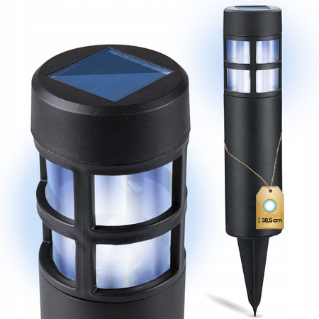 Lampa Ogrodowa LED SOLARNA Wbijana Zewnętrzna Zimny Biały IP44 39 cm