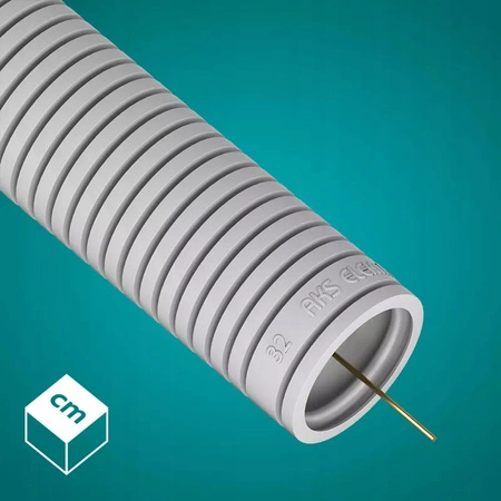 Rura Karbowana RKGL 32mm 320N Peszel z Pilotem do Zabezpieczania Kabli 50m Szary AKS ZIELONKA