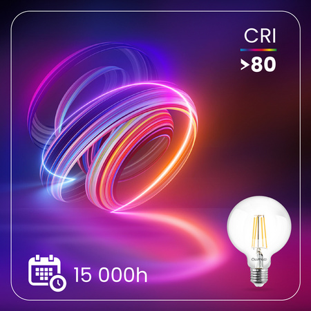 Żarówka LED E27 Kula G125 7W = 60W 806lm 3000K Ciepła 360° FILAMENT LUMILED