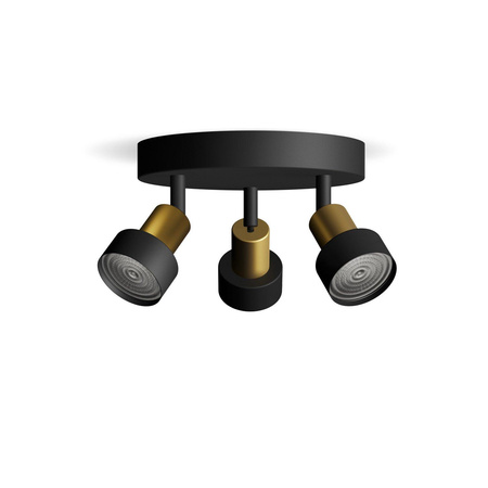 Lampa Sufitowa Reflektor 3x GU10 Czarna-Miedziana Conduit Philips