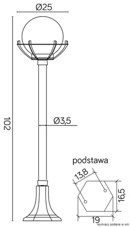 Lampa Ogrodowa Zewnętrzna Słupek LATARNIA E27 Kule z koszykiem 200 K 5002/2/KPO 102cm czarny Su-Ma