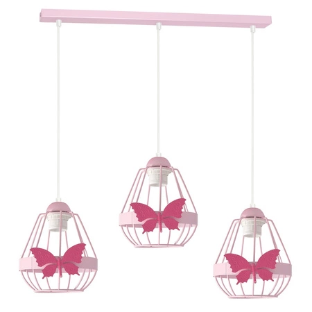 Lampa wisząca KAGO 3xE27 Dziecięca Różowy Motyl Różowa MLP4928 Milagro Metal