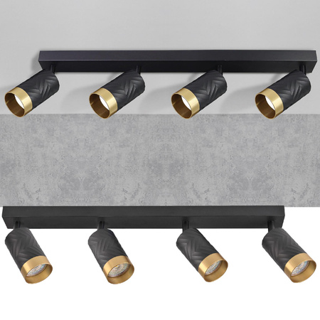Oprawa Ścienno-Sufitowa Reflektor Punktowy 4x GU10 Czarna Złota ARRAS Sanico Goldlux