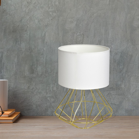 Lampa Stojąca Podłogowa LUPO Biała Złota 1xE27 Milagro