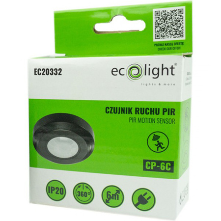 Czujnik Ruchu i Zmierzchu PIR 360° 6m Sufitowy Czarny
