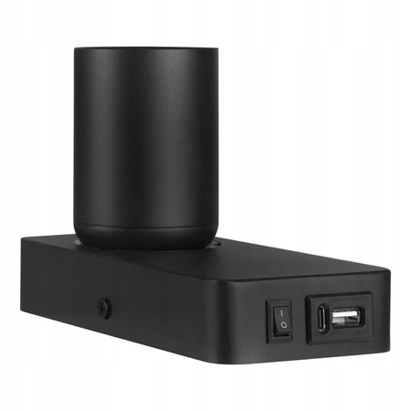 Kinkiet Ścienny Lampa Natynkowa do Czytania GU10 USB Czarny Matowy Timo Masterled