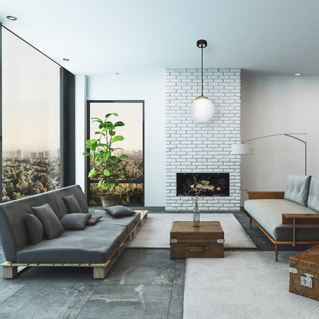 Lampa wisząca SPARTA 1xE27 Biała Kula Złote Elementy Milagro MLP6495 Metal + Szkło