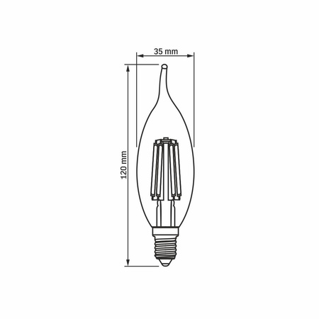 Żarówka LED E14 C35 Świeczka 6W = 52W 680lm 2200K Ciepła 360° FILAMENT Bursztynowa Videx