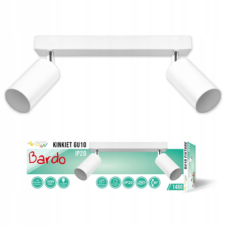 Kinkiet Ścienny Lampa Natynkowa Ruchomy 2x GU10 Biały Chrom Matowy Bardo Masterled