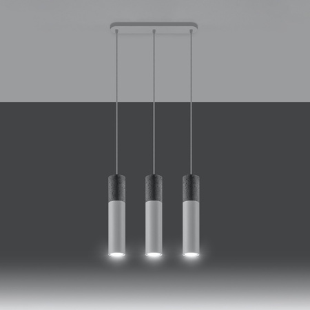 Lampa Sufitowa Wisząca Zwis 3x GU10 Tubularna Biała Szara Nowoczesna Borigio Sollux