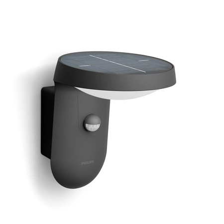 Kinkiet Ogrodowy Lampa Solarna Elewacyjna Zewnętrzna LED 1.2W 250lm 3000K IP44 z Czujnikiem Ruchu i Zmierzchu Antracyt Tyla Ultra Efficient Philips