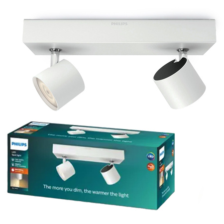 Lampa Sufitowa Reflektor LED 9W 1000lm 2200-2700K Ściemnialna WarmGlow Biała Star Philips