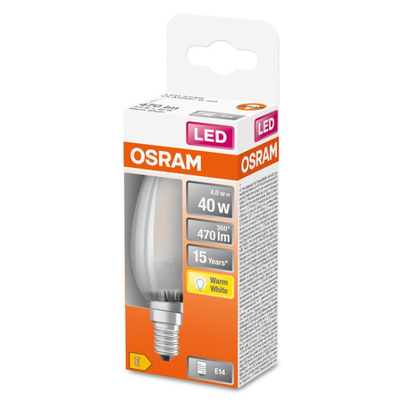 Żarówka LED B35 Świeczka E14 4W = 40W 470lm 2700K Ciepła 300° Retrofit Filament CLASSIC Osram