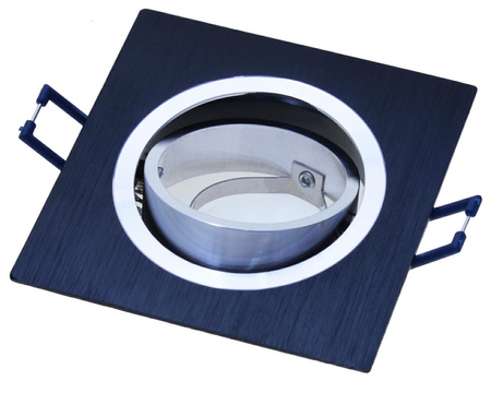 Oprawa HALOGENOWA Podtynkowa Ruchoma Kwadratowa Czarna Szczotkowana GU10