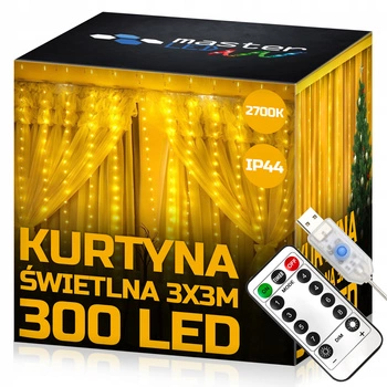 Kurtyna LED USB 5V 300xLED na pilota 2700K LVT