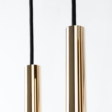 Lampa Sufitowa Wisząca Zwis 3x G9 Tuba Żyrandol Tubularna Złota Połysk Nowoczesna Pastelo Sollux