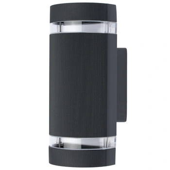 Kinkiet ogrodowy elewacyjny podwójny HANA Okrągła LED 2x GU10 Aluminium czarna IP54