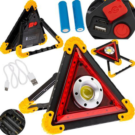 Latarka Ostrzegawcza Akumulatorowa 10W 1600lm COB LED Uchwyt 180° i USB