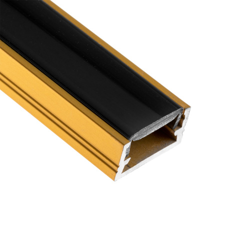 Profil Aluminiowy natynkowy MINI do taśm LED nawierzchniowy, nakładany 2m Złoty + Czarny Klosz