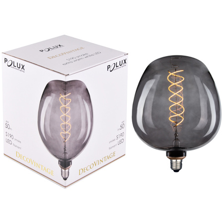 Żarówka Dekoracyjna LED E27 FILAMENT S190 4W 50lm 1800K Ciepła 320° DecoVintage Smoke GOLDLUX (Polux)