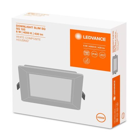 Panel LED Podtynkowy wpuszczany 6W 4000K DOWNLIGHT Slim SQ105 LEDVANCE kwadrat