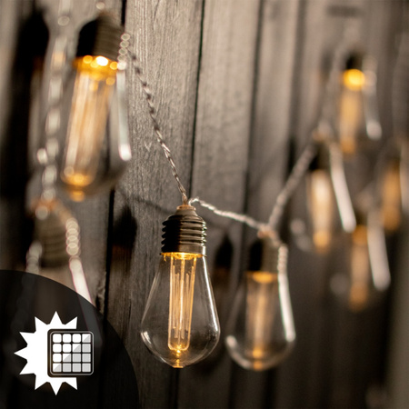 Girlanda Solarna Ogrodowa 20x LED Ozdobne Żarówki 5,69m Ciepła 3000K HELIC LUMILED