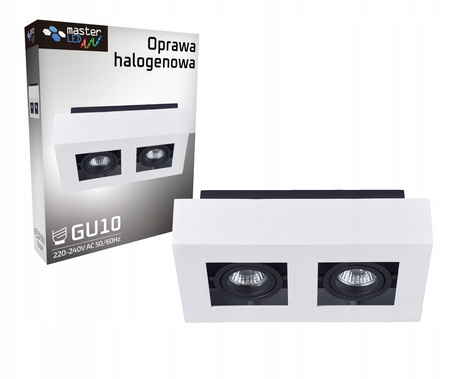 Oprawa Natynkowa HALOGENOWA Ruchoma 2x GU10 Prostokątna Biała 85mm NEMO