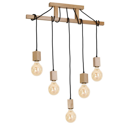 Lampa wisząca JACK 5xE27 Naturalne Drewno Minimalistyczny Wygląd MLP583 Milagro Drewno