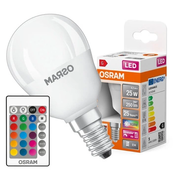 Żarówka LED P47 Kulka E14 4.2W = 25W 250lm 2700K RGBW 200° Ściemnialna Pilot Retrofit Filament Osram