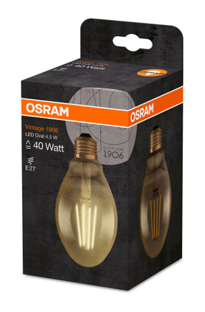 Żarówka LED E27 OVAL 4,5W = 40W 470lm 2500K Ciepła 360° OSRAM Vintage 1906