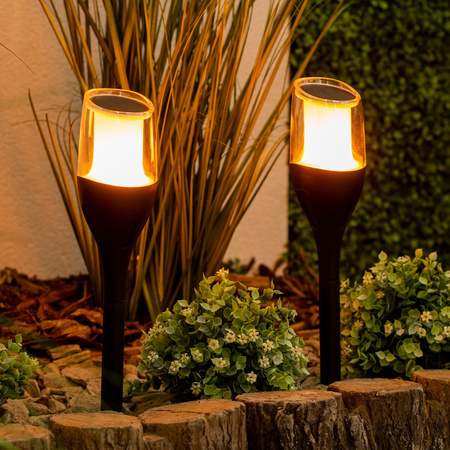 Zestaw 4x Lampa LED ogrodowa Pochodnia Solarna Słupek 65 cm Płomień Czujnik Zmierzchu