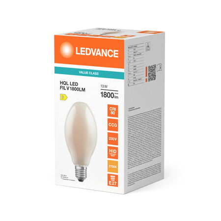 Żarówka LED HQL E27 13W = 50W 1800lm 2700K Ciepła Biała FILAMENT LEDVANCE