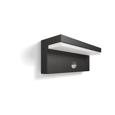 Kinkiet Ogrodowy Lampa Elewacyjna Zewnętrzna LED 9W 1000lm 4000K IP44 z Czujnikiem Ruchu i Zmierzchu Antracyt Bustan Philips