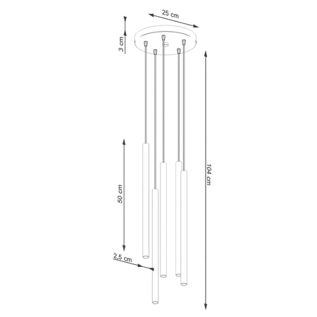 Lampa Wisząca Sufitowa Zwis Tuba Spot 5x G9 Beżowa Pastelo Ocean Green SL.1516 Sollux
